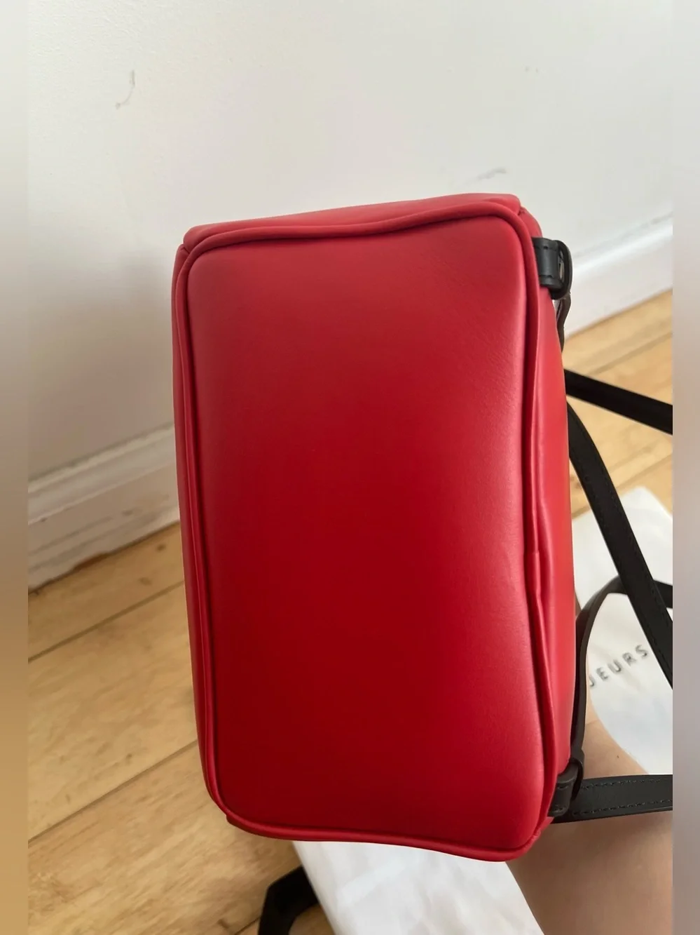 NWT Les Petits Joueurs Micro Mick Pixel Eyes Red Leather Backpack With Spikes